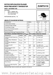 ZUMT5179 datasheet pdf Zetex Semiconductors