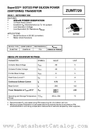 ZUMT720 datasheet pdf Zetex Semiconductors